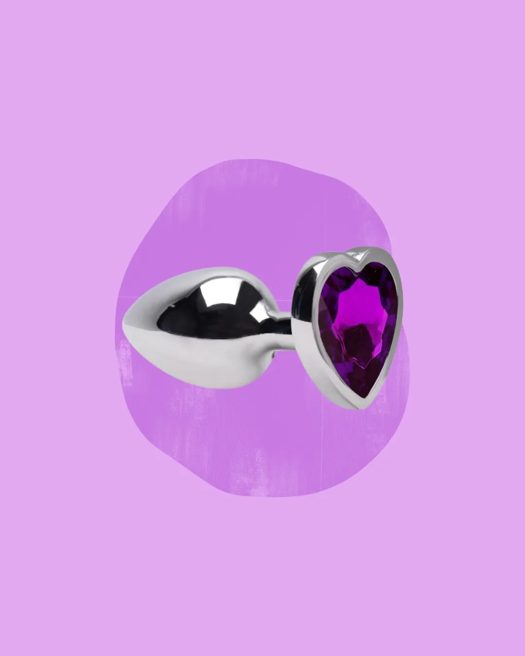 Plug Anal P Coração Aço Inox roxo