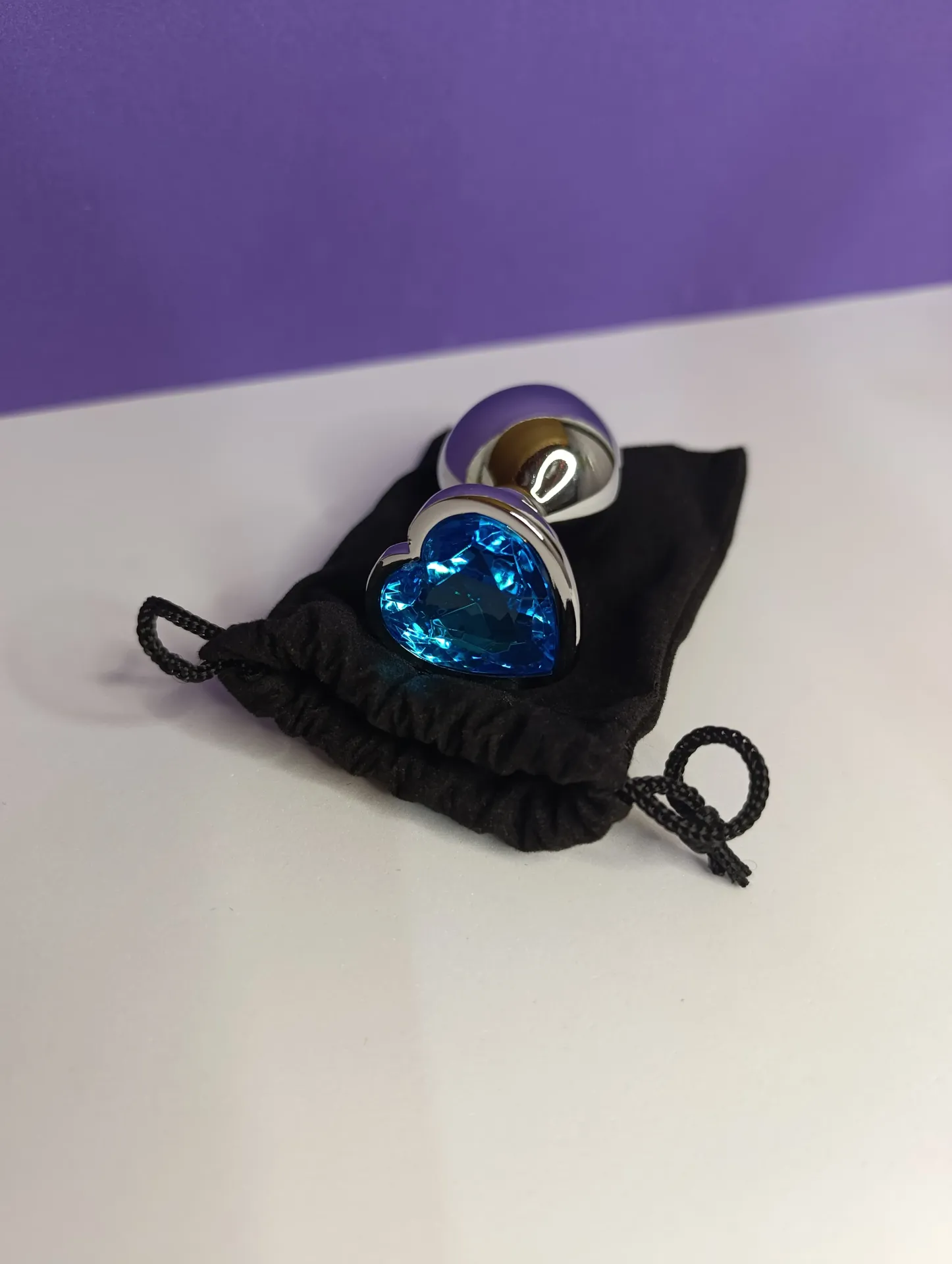 Plug Anal Aço Coração M azul