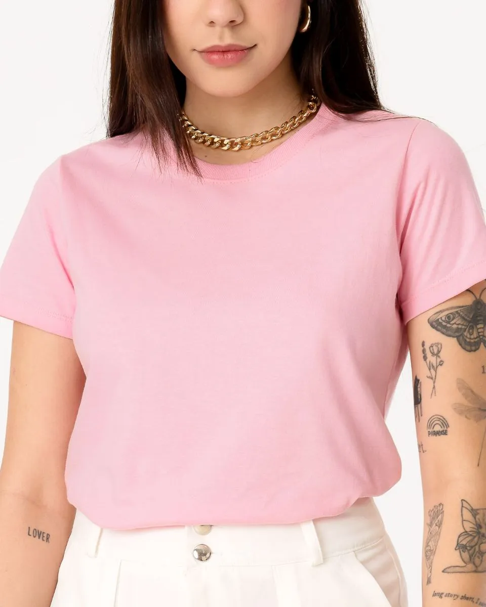 T-shirt feminina rosa