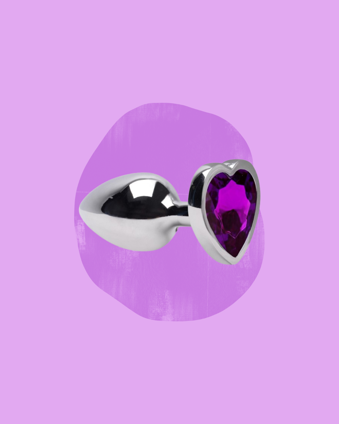 Plug Anal P Coração Aço Inox roxo