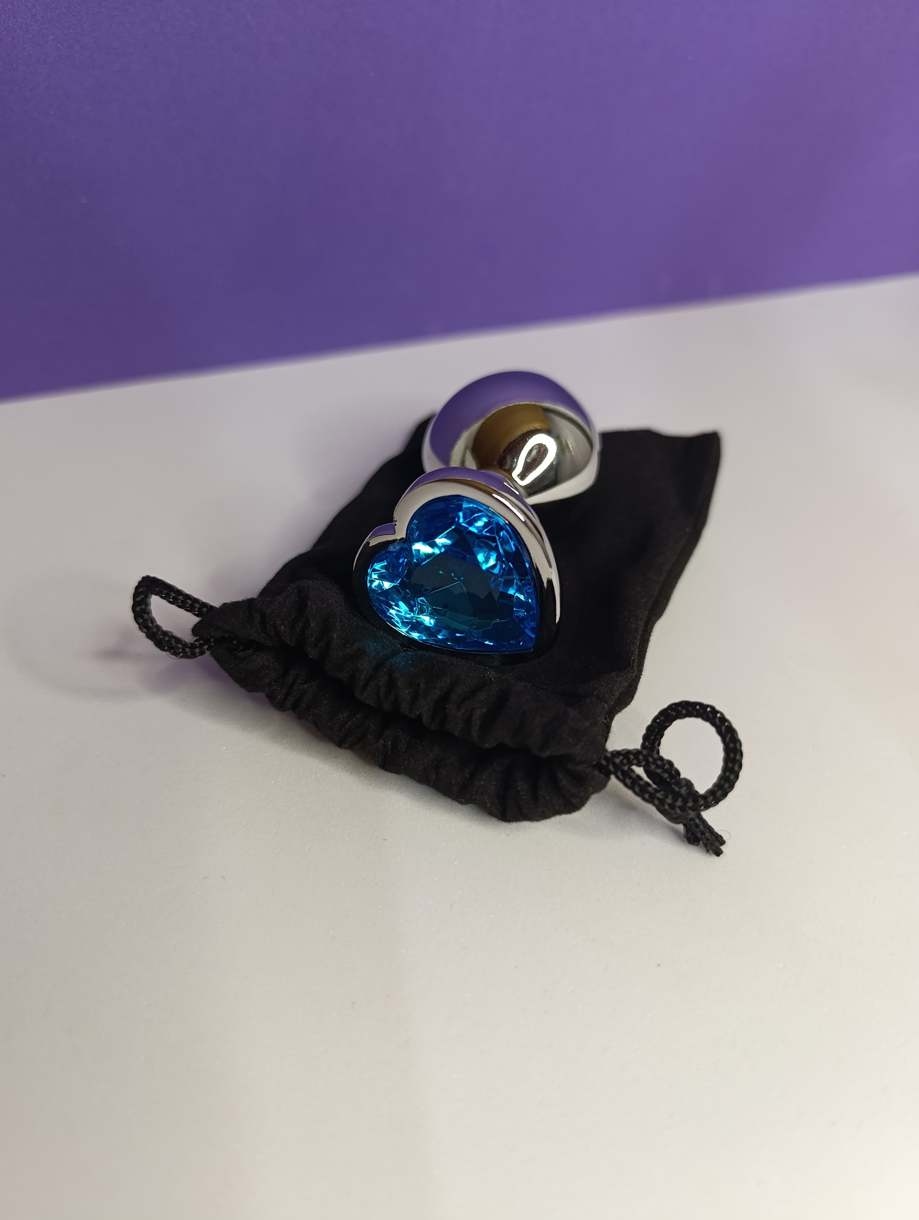 Plug Anal Aço Coração M azul